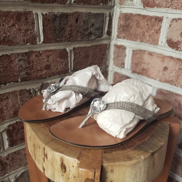 C. Santana Grey Snake Skin Print Jeweled Sandal *SANDAL DEAL: 1/ $15 OR 2/ 25$!* - Picture 2 of 4